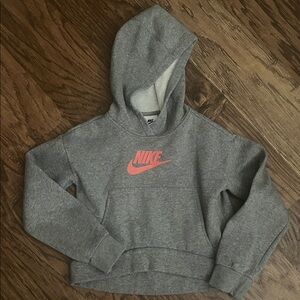 Nike Kids Heather Gray Hoodie with Coral Logo small approximately (4-5)yrs old